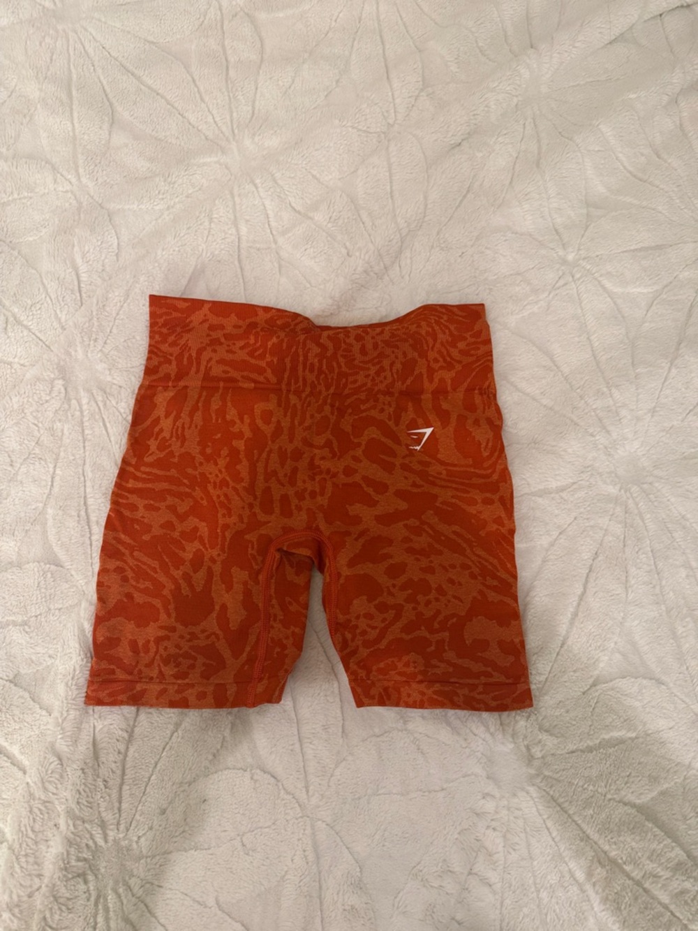 Gymshark Rust Orange Animal-Print Seamless Bike Shorts. WHITNEY COLLAB SOLD OUT